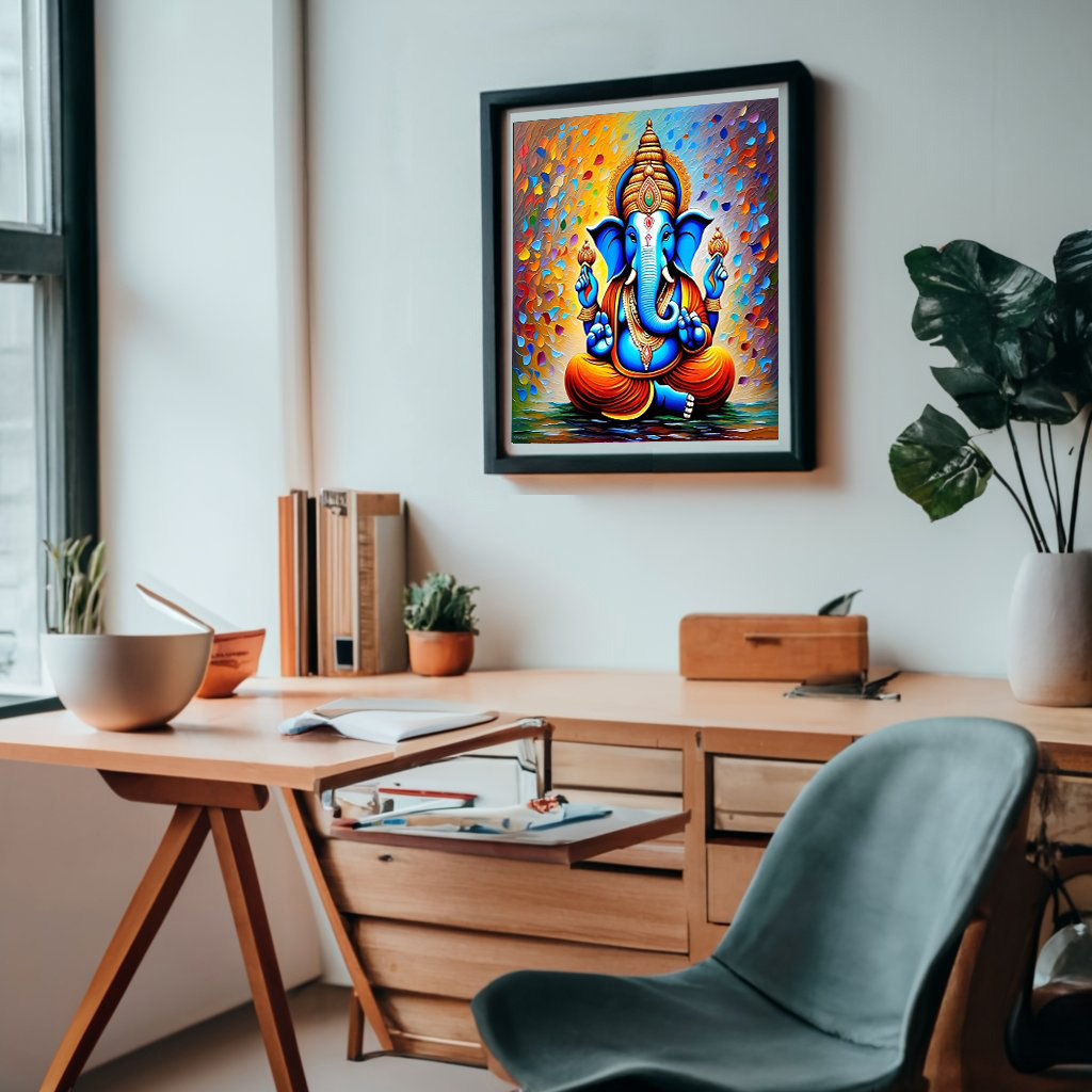 Blessing Ganesh Ji - Rolled Paint By Numbers