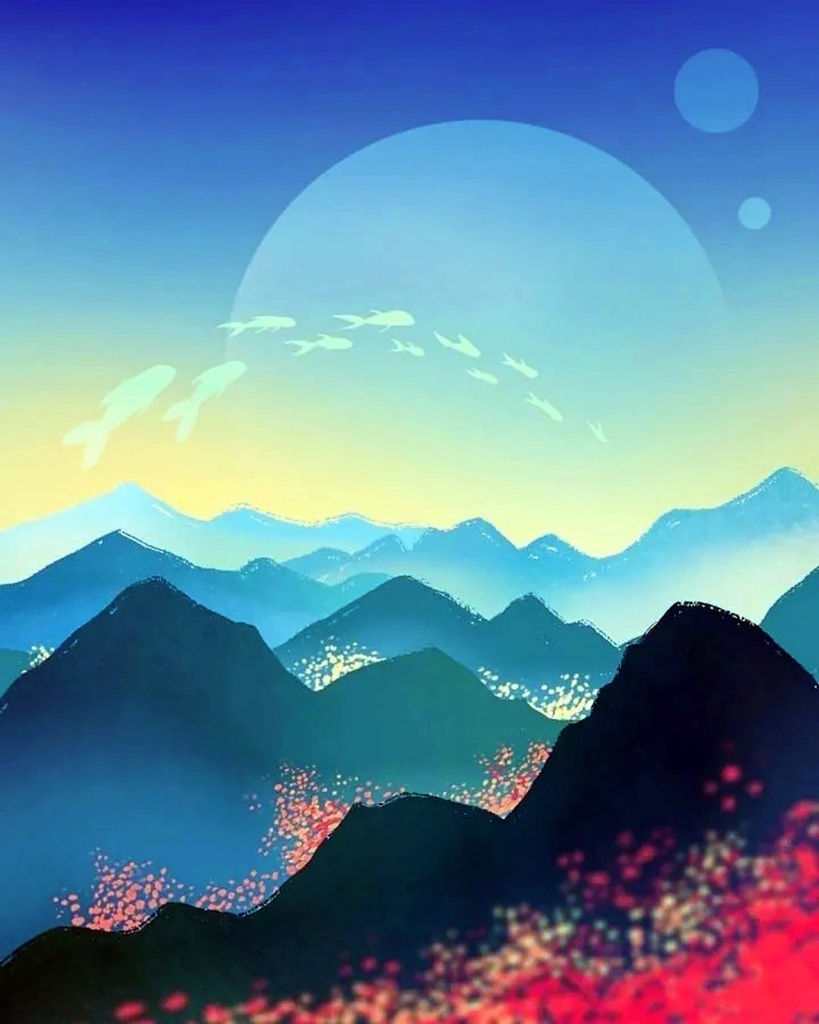 [WAC1-1] Mystical Sunrise - Rolled Paint By Numbers