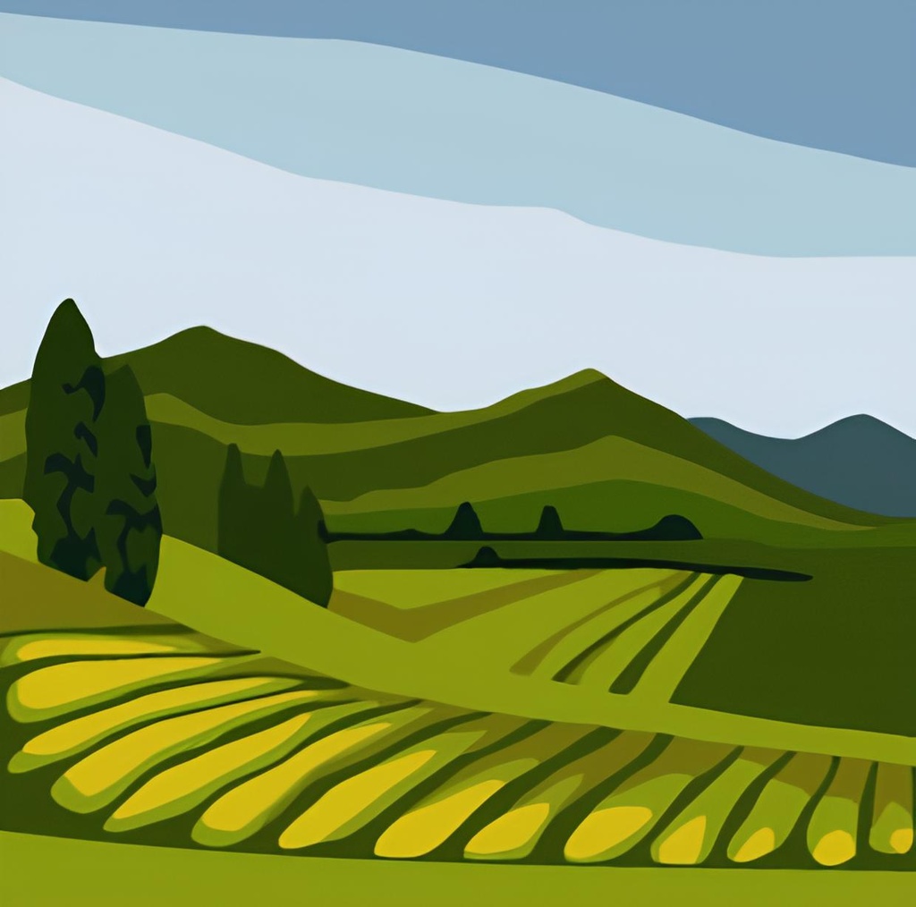 [MINI-48] Rolled Mini Paint by Numbers - Green Fields (Rolled Canvas)