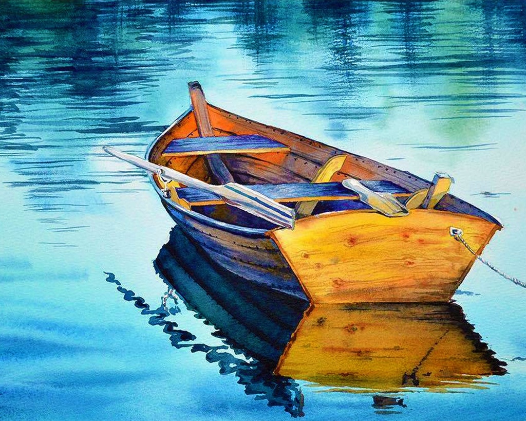 Boat In The Lake - Rolled Paint By Numbers