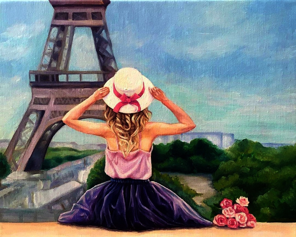 Girl In Paris - Rolled Paint By Numbers