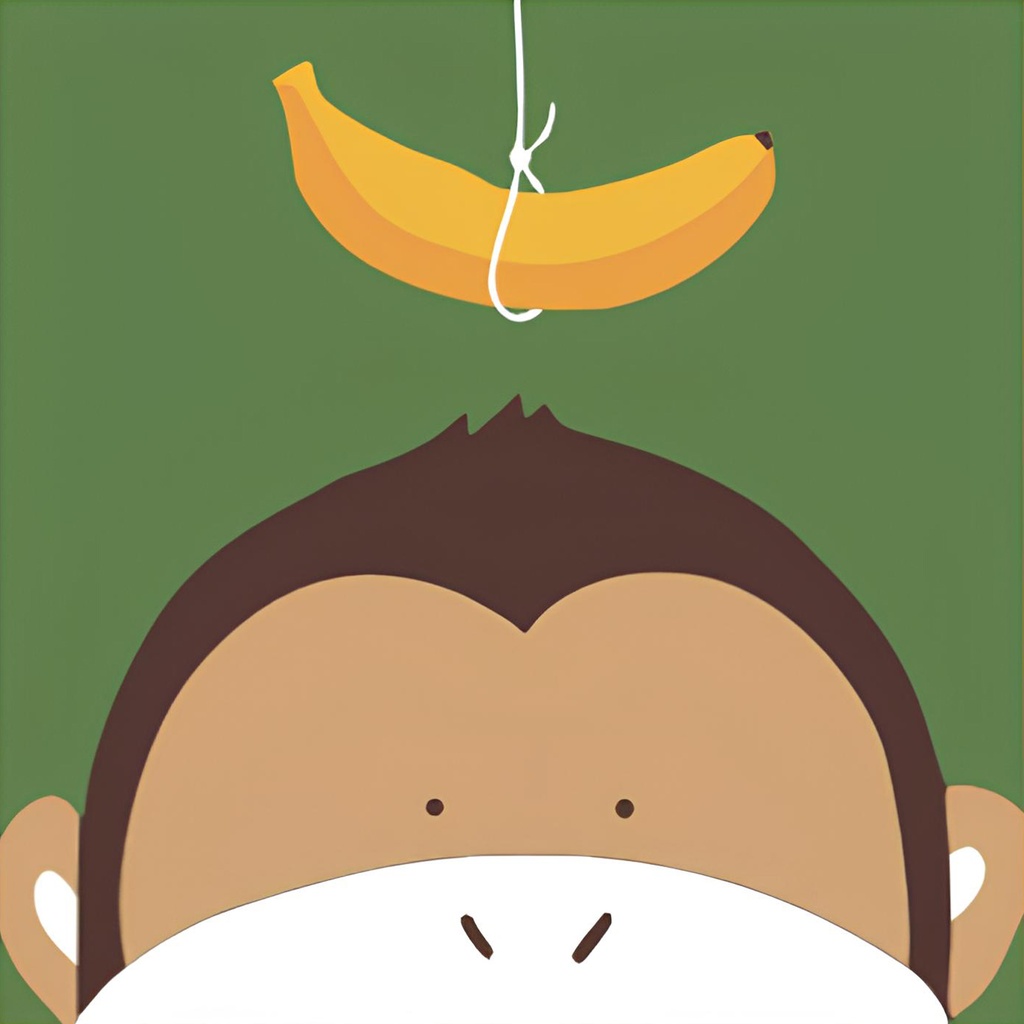 [MINI-70] Rolled Mini Paint by Numbers - Peek A Boo Monkey And Banana (Rolled Canvas)