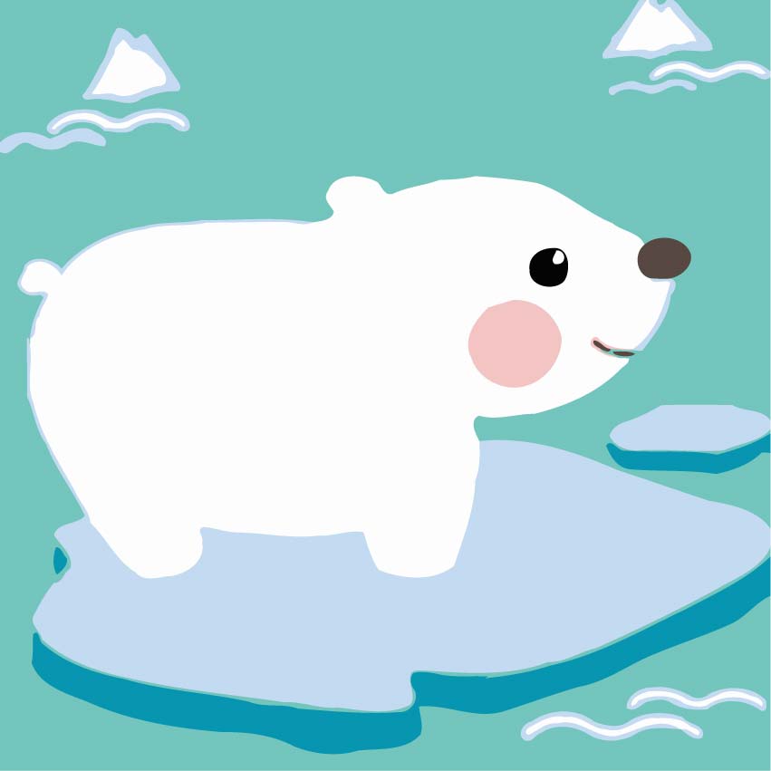 [MINI-73] Rolled Mini Paint by Numbers - Baby Polar Bear (Rolled Canvas)