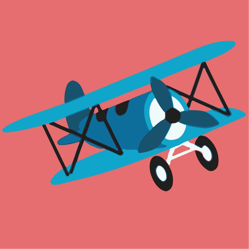 [MINI-75] Rolled Mini Paint by Numbers - Blue Plane (Rolled Canvas)