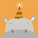 Rolled Mini Paint by Numbers - Hippo At A Birthday Party