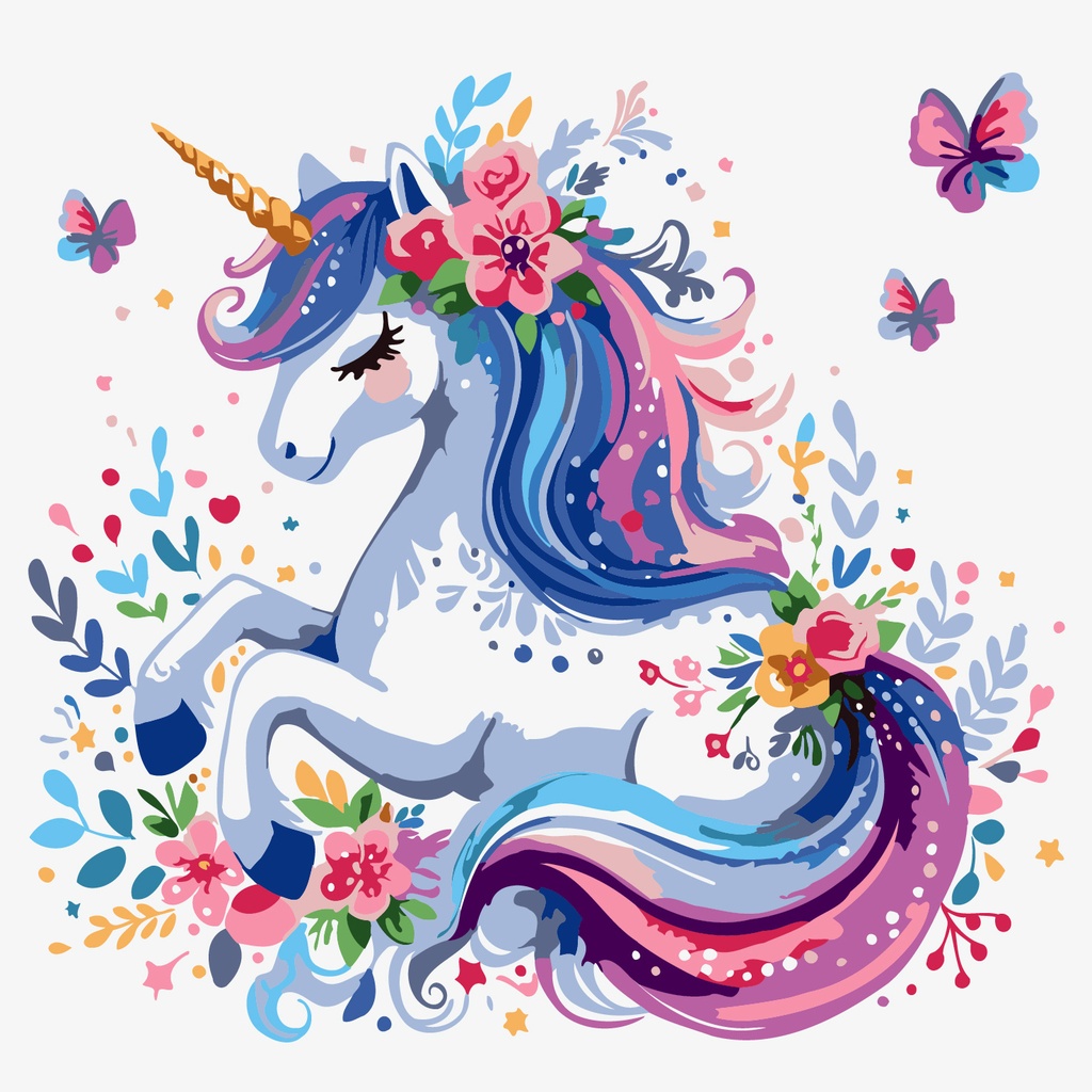 [MINI-87] Rolled Mini Paint by Numbers - Unicorn (Rolled Canvas)