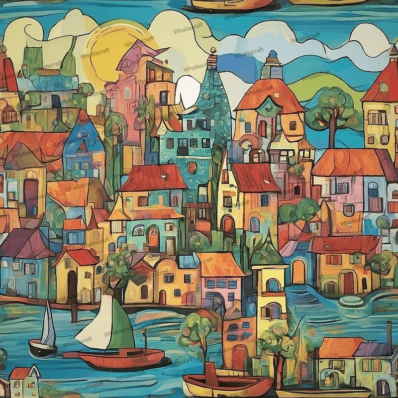 [WAC1 - 41] Fishing Village Canal - Rolled Paint By Numbers