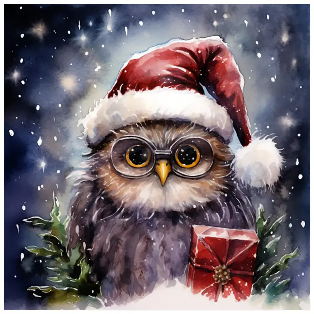 [WAC1-46] Christmas Owl - Rolled Paint By Numbers