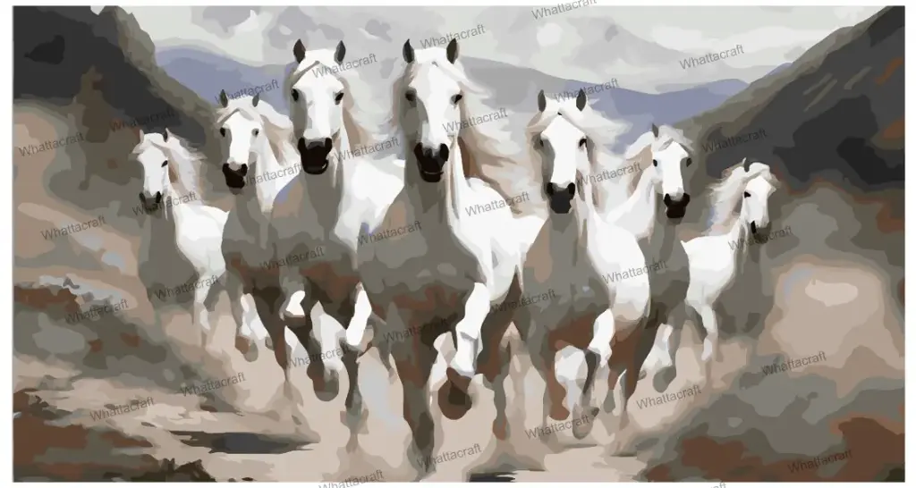 Horses Painting for South Wall Vastu - Rolled Paint By Numbers