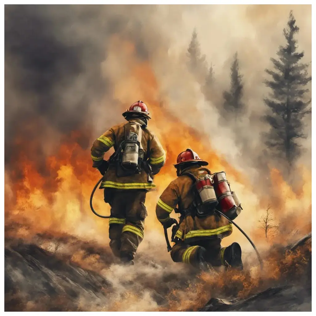 Fire Fighters Putting Out Wildfire - Rolled Paint By Numbers 