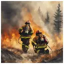 Fire Fighters Putting Out Wildfire - Rolled Paint By Numbers 