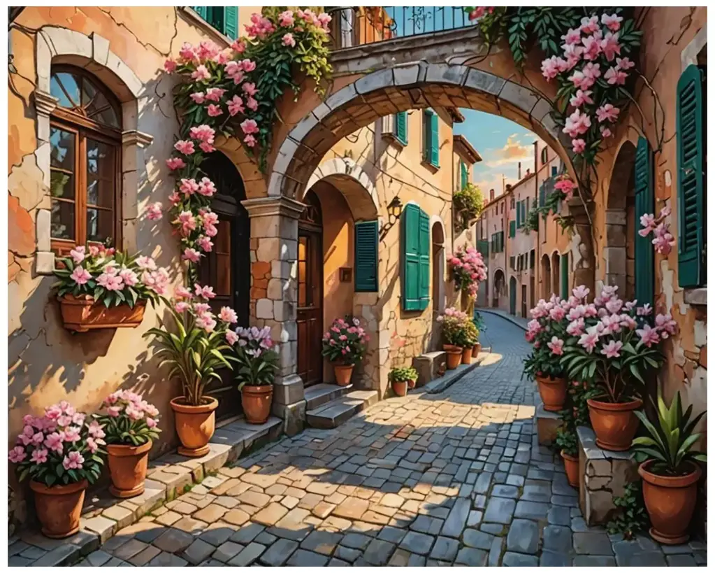 [WAC1-66] European Village - Rolled Paint By Numbers 