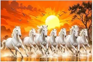 Seven Lucky Running Vastu Horses - Rolled Paint By Numbers 