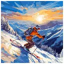 Ski in The Mountains - Rolled Paint By Numbers