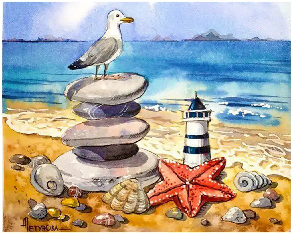 [WAC1-72] Seagull and The Lighthouse - Rolled Paint By Numbers 
