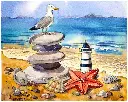 Seagull and The Lighthouse - Rolled Paint By Numbers 