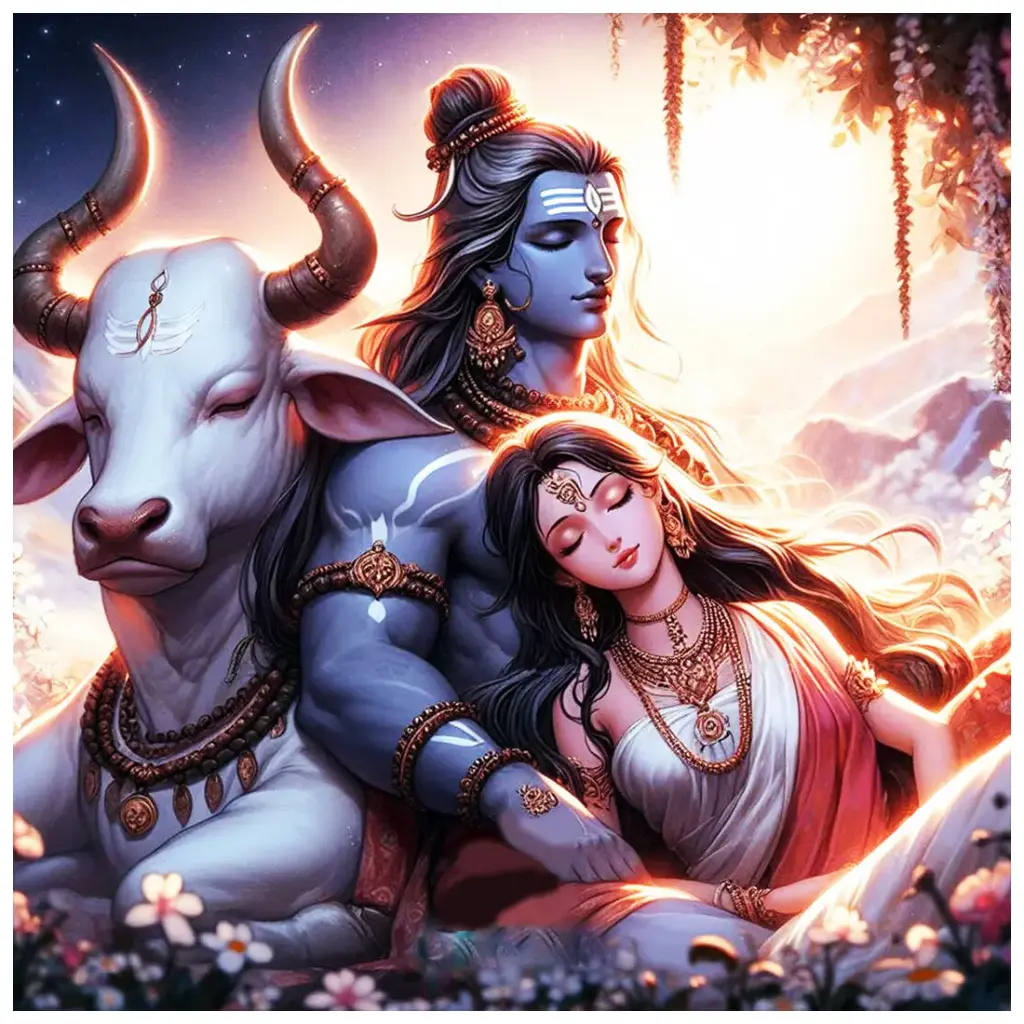 Shiv Parvati and Nandi - Rolled Paint By Numbers 