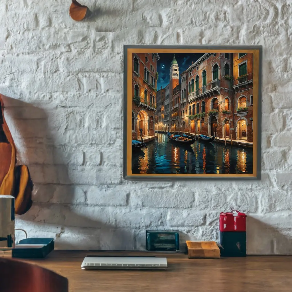 [WAC1-87] Venice Canal at Night - Rolled Paint By Numbers 