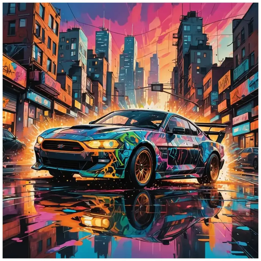 Mustang Hot Rod - Rolled Paint By Numbers 