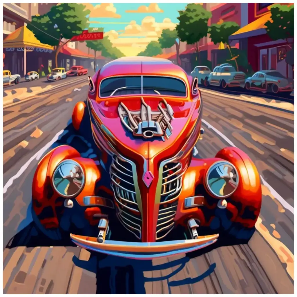 [WAC1-89]  Vintage Hot Rod - Rolled Paint By Numbers 