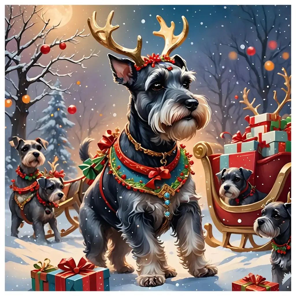 [WAC1-94] Merry Christmas Dog - Rolled Paint By Numbers 