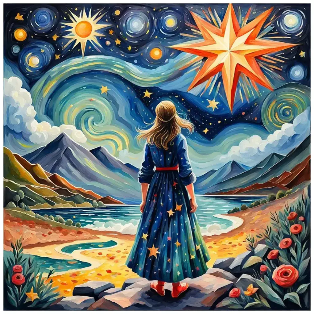  Starr Gazing Girl - Rolled Paint By Numbers