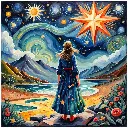  Starr Gazing Girl - Rolled Paint By Numbers