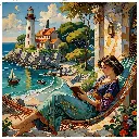 Lighthouse Seaside Reading - Rolled Paint By Numbers