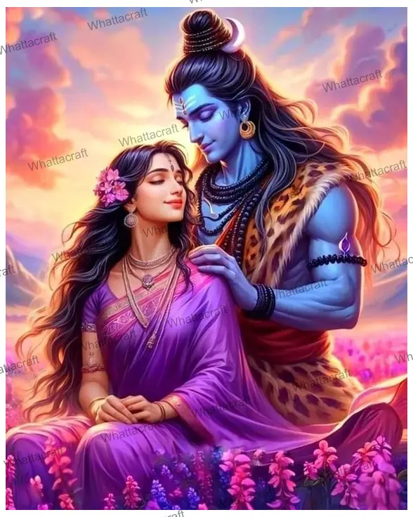 Lord Shiva and Parvati Divine - Rolled Paint By Numbers 