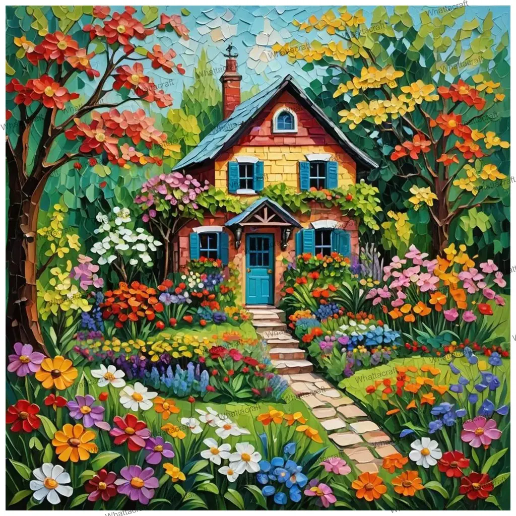  Floral Cottage Garden - Rolled Paint By Numbers 