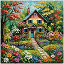  Floral Cottage Garden - Rolled Paint By Numbers 