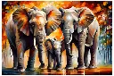 Elephant Family - Rolled Paint By Numbers 