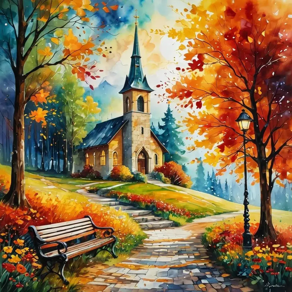 Church At Night - Rolled Paint By Numbers 