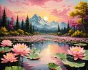 Lotus Flowers On The Calm Lake - Rolled Paint By Numbers 