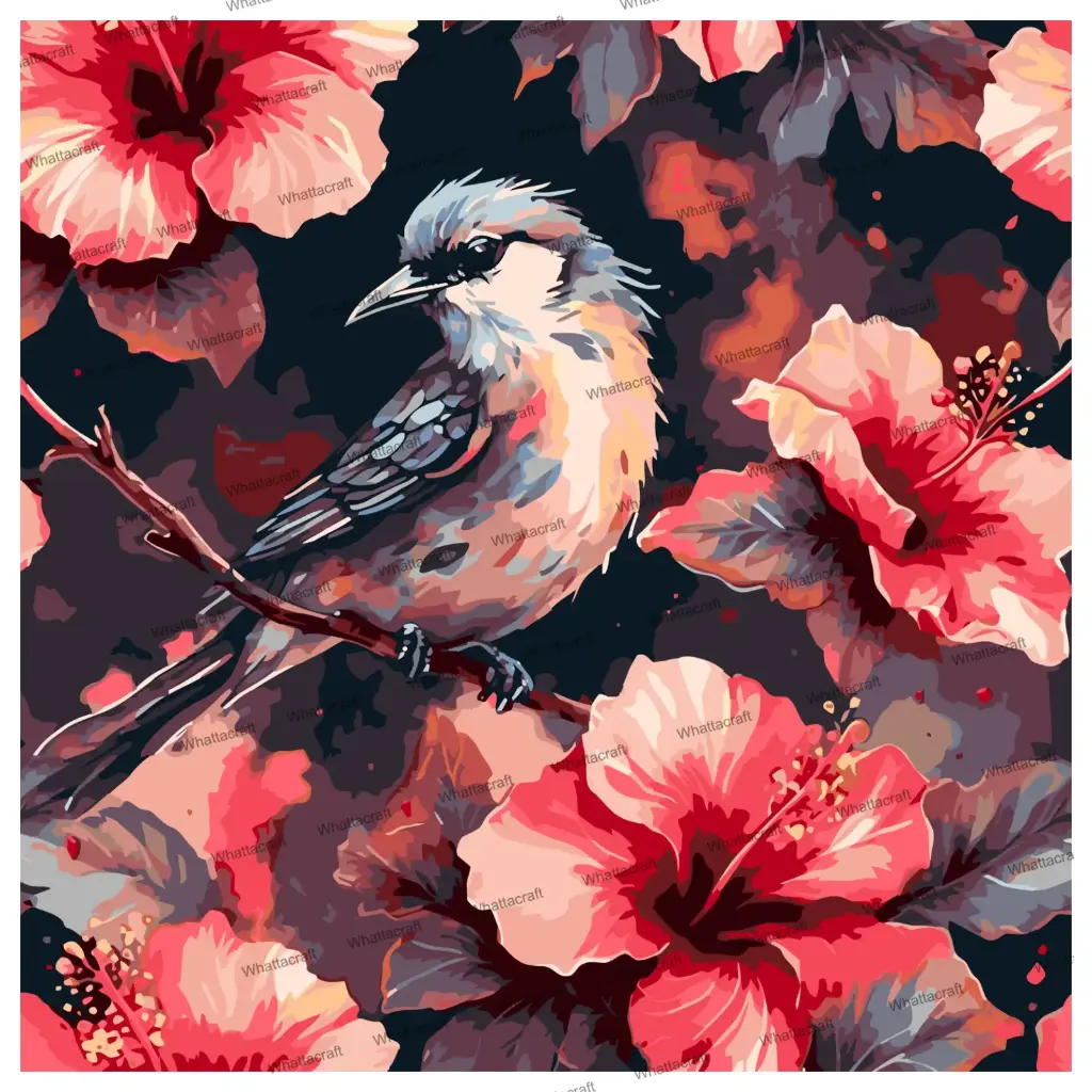 [WAC1-171] Bird and Hibiscus - Rolled Paint By Numbers