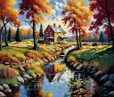 Riverside Cabin - Rolled Paint By Numbers