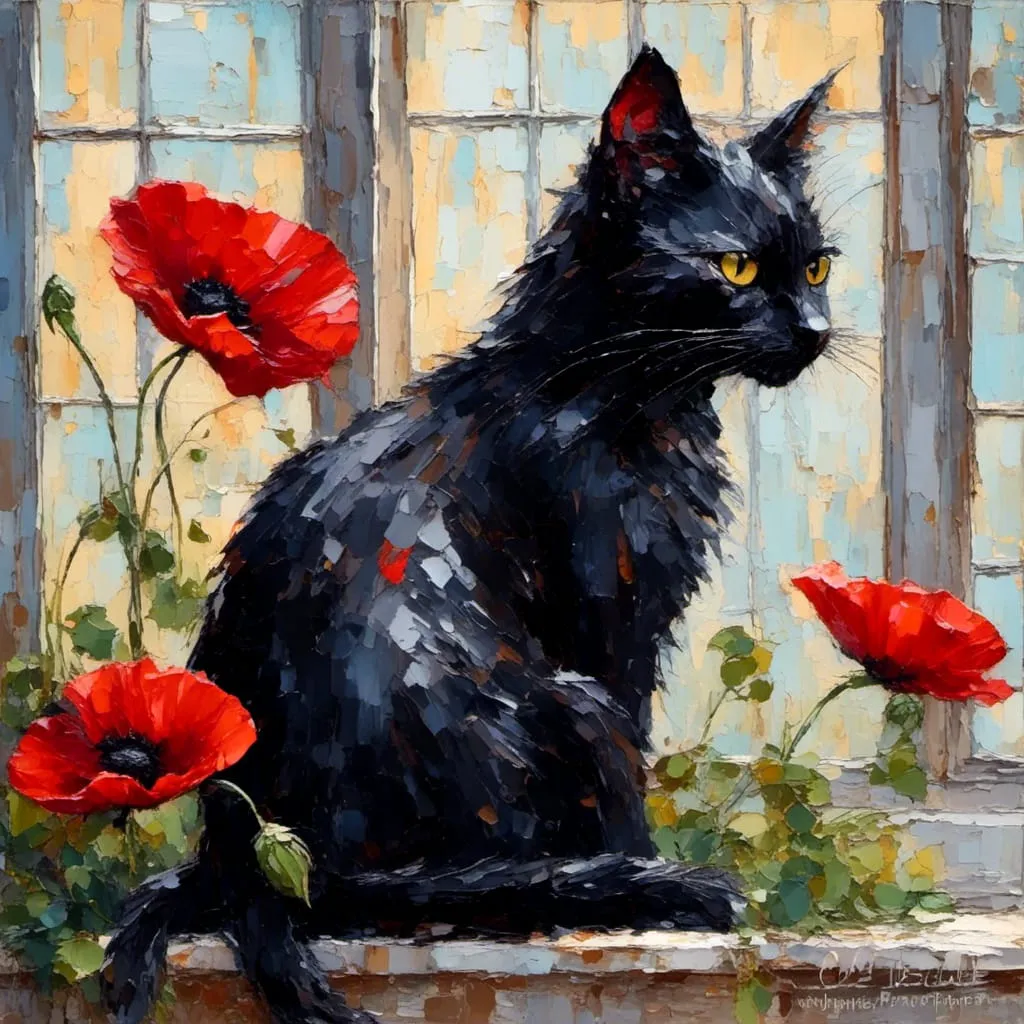 Lonely Black Cat - Rolled Paint By Numbers