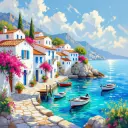 Mediterranean Coast Scene - Rolled Paint By Numbers