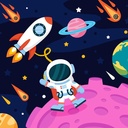 Framed Mini Paint by Numbers - Hello From Space 
