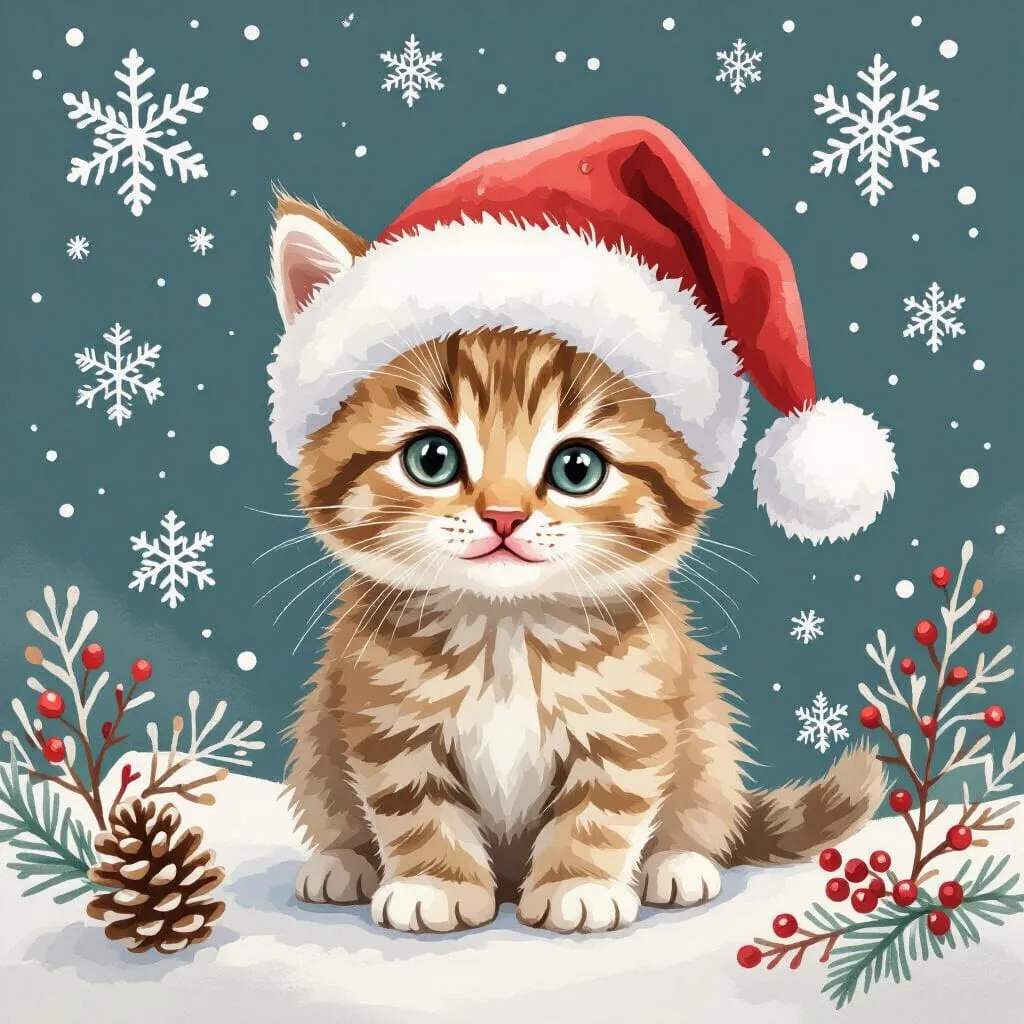 Cat In Holiday Mood - Rolled Paint By Numbers