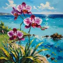 Orchid Near The Beach - Rolled Paint By Numbers