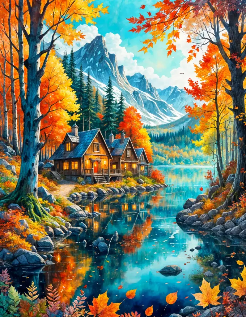 Cabin In The Woods - Rolled Paint By Numbers