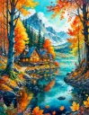 Cabin In The Woods - Rolled Paint By Numbers