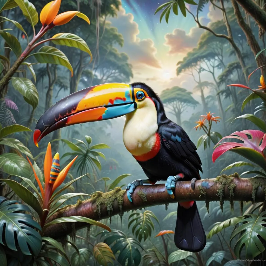 Toucan In A Forest - Rolled Paint By Numbers