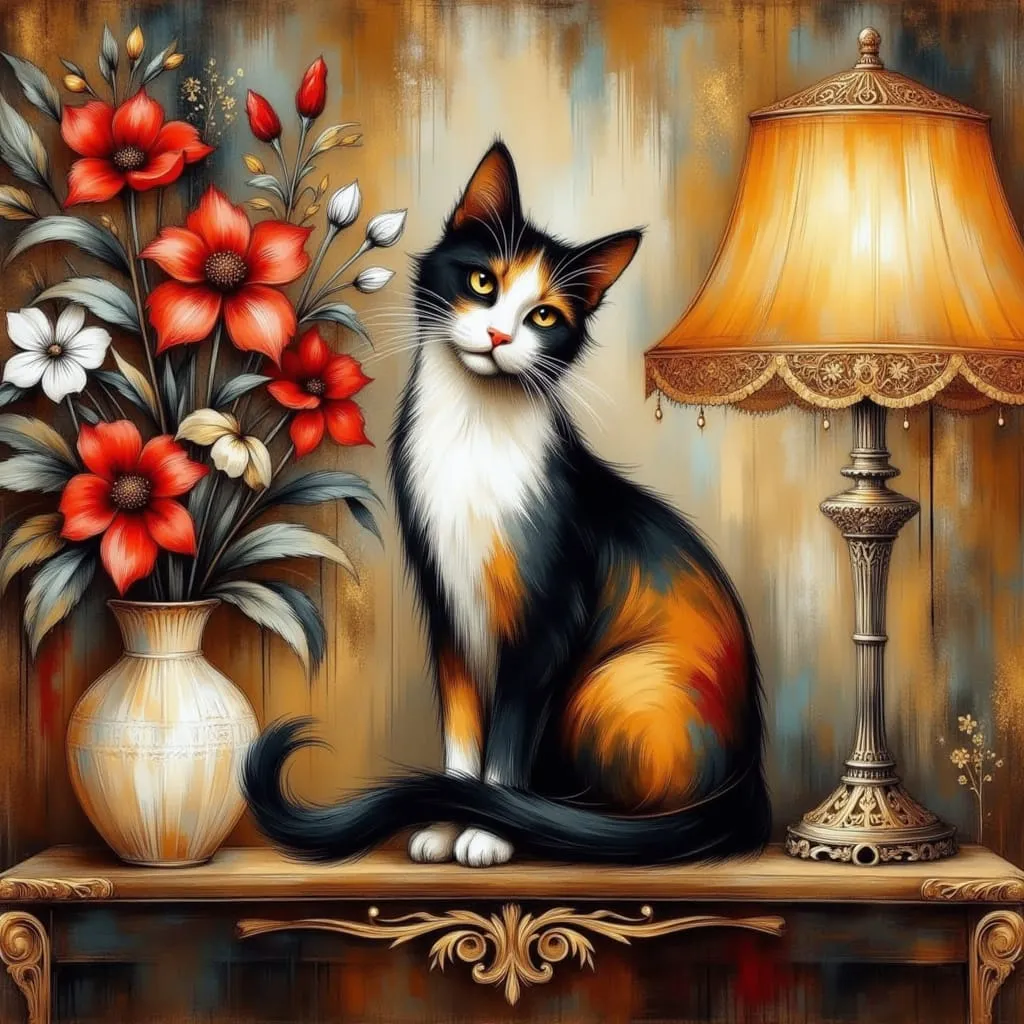 Pretty Cat - Rolled Paint By Numbers  