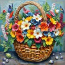 Basket of Flowers - Rolled Paint By Numbers