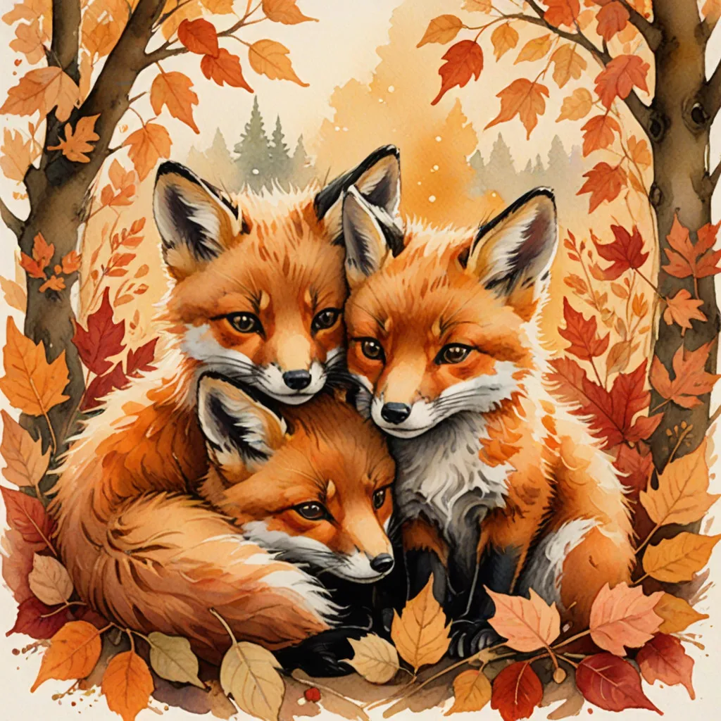 Fox Family - Rolled Paint By Numbers