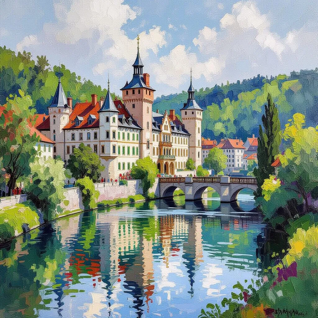 Castle Near Lake - Rolled Paint By Numbers