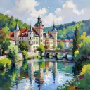 Castle Near Lake - Rolled Paint By Numbers