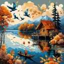 Lakeside Cottage - Rolled Paint By Numbers